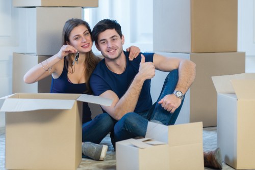 Packed boxes and furniture prepared for a local move in Richmond