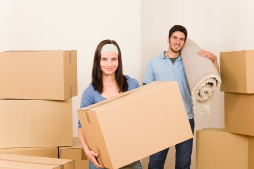 Office furniture and packed boxes ready for a Richmond commercial move