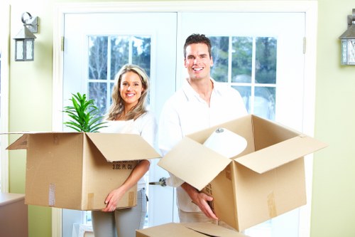 Moving van and office items prepared for a local Richmond business relocation
