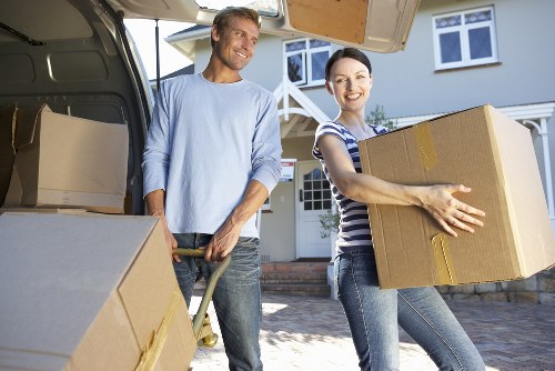 Packed boxes and van for a Richmond relocation